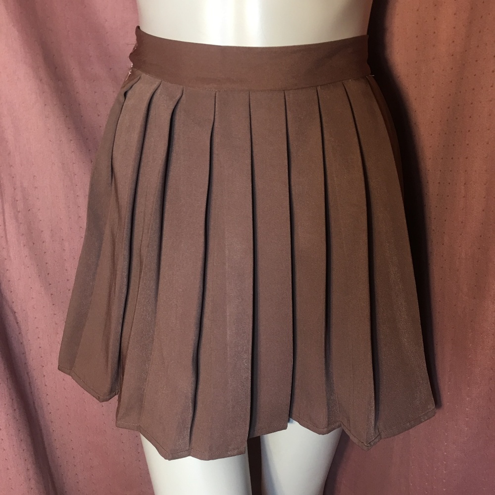 Brown Pleated Tennis Skirt Cheerleader Kawaii